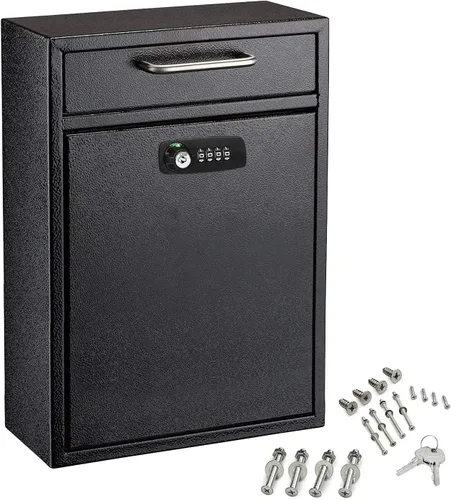 AdirOffice Buzón de montaje en pared – Buzón combinado con llaves – Buzón de correo duradero montado en la pared y buzón de efectivo para depósitos