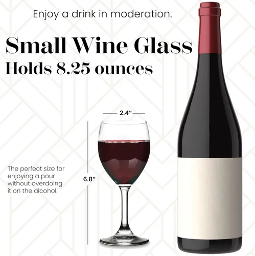 Miniatura 2 de Vikko Copas de vino de 8.5 onzas, juego de 12 copas de vino pequeñas, para vino tinto y blanco con tallo, vidrio transparente para vino, vidrio