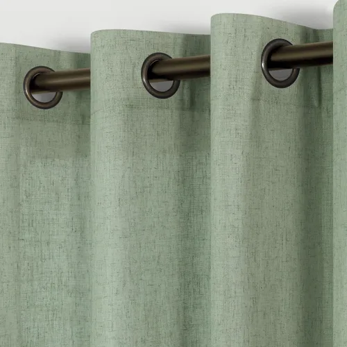 Miniatura 16 de KOUFALL Cortinas de lino azul piedra para dormitorio, 2 paneles de cortinas semitransparentes azul empolvado con ojales de bronce para sala