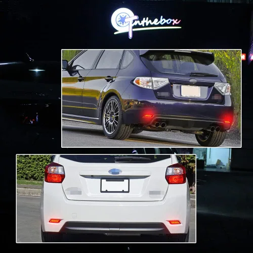 Miniatura 8 de Lente roja LED parachoques trasero reflector luz niebla cola lámpara de freno compatible con Subaru 2008-2014 WRX/STI, 08-up Impreza, 13 en adelante