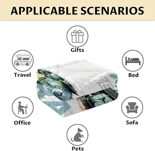 Miniatura 6 de Manta de tren – Suave, mullida y cálida – Manta pequeña de 30 x 40 pulgadas para sofá, oficina – Manta blanca linda manta de regalo para niños