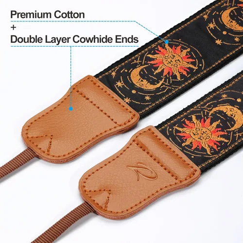Miniatura 3 de Padwa Lifestyle Helios Moon God - Correa para cámara de 2 pulgadas, doble capa, extremos de piel vacuna, correas de cámara para fotógrafos, tejido