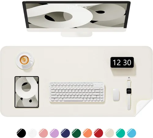 Miniatura 9 de Alfombrilla de escritorio, 60 x 35 cm, de piel sintética, antideslizante, alfombrilla grande para mouse para escritorio, impermeable, almohadilla