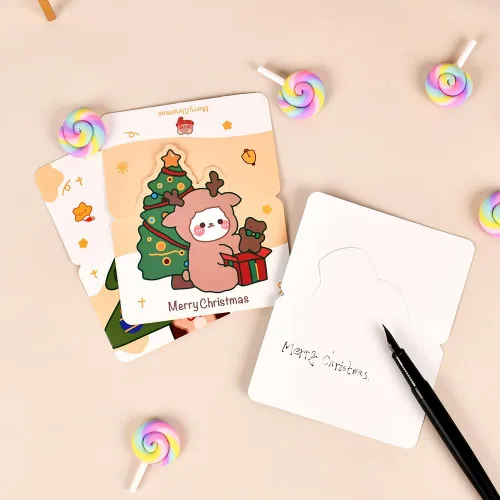 Miniatura 8 de SeunKieer 6 cajas porta tarjetas de regalo de Navidad con lazos, cajas de envoltura de regalos con tarjetas de felicitación Feliz Navidad, mini