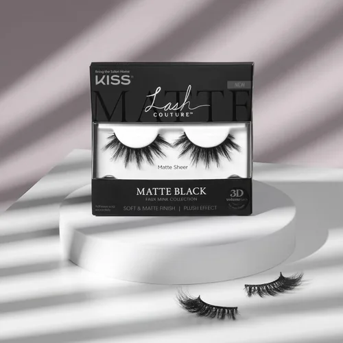 Miniatura 7 de Kiss Pestañas postizas de color negro mate, 0.630 in, incluye 1 par de pestañas, fáciles de aplicar, racimos de pestañas reutilizables