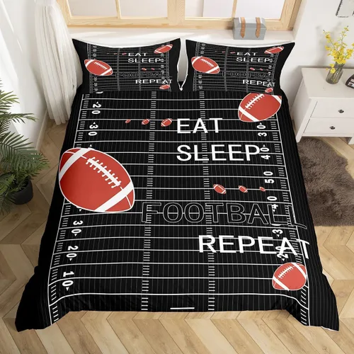 Miniatura 40 de jejeloiu Juego de ropa de cama de fútbol para niños, tamaño individual, juego de funda de edredón de fútbol para niños y niñas, funda de edredón