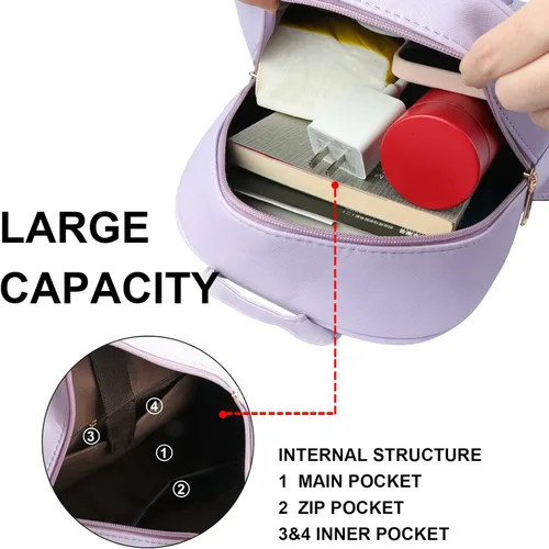 Miniatura 12 de ZGWJ Mini mochila de cuero con moño, mochila pequeña, linda mochila casual de viaje para niñas y mujeres, M, Mochilas tipo mochila