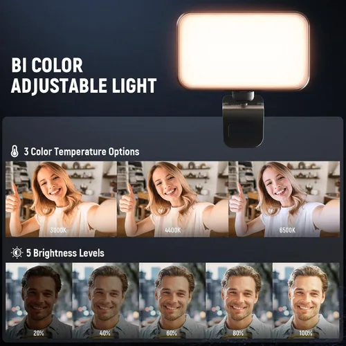 Miniatura 4 de NEEWER Versión de Nivel de Entrada Luz LED para Selfie, Clip de Plástico para Relleno de Luz en Teléfono para iPhone, 66 LEDs CRI92 Portátil