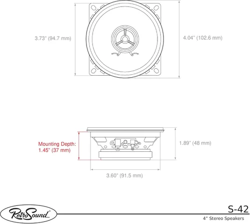 Miniatura 4 de Retro Manufacturing S-42 Altavoces estéreo de 4" con imán estándar W/O parrillas (par)
