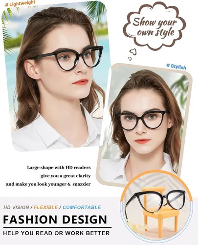 Miniatura 2 de MARE AZZURO Gafas de lectura grandes para mujer, lectores grandes de ojo de gato 1.0 1.25 1.5 1.75 2.0 2.25 2.5 2.75 3.0 3.5 4.0 5.0 6.0