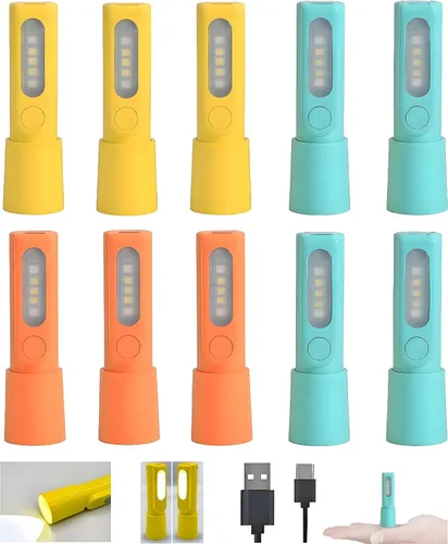 Miniatura 8 de Paquete de 4 mini linternas LED pequeñas, linternas recargables USB C, linterna combinada de linterna de campamento, linternas ultraligeras con zoom