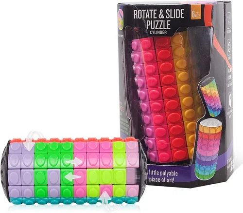 R.Y.TOYS Diseño de rompecabezas giratorio y deslizante, patentado, juguetes para ansiedad (restaurar el orden/crear patrones) 12 colores, 10 capas