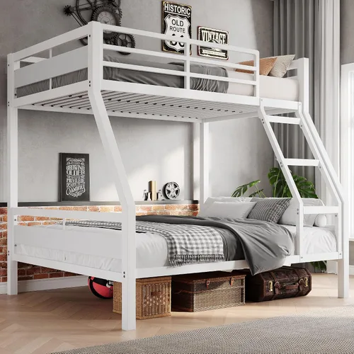 Miniatura 12 de Feonase - Litera de camas individuales con escalera, de metal, con barandilla alta, con soporte de listones de metal resistente, sin ruido, no Negro