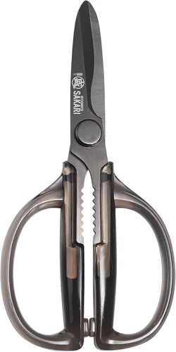Miniatura 9 de MITSUMOTO SAKARI Tijeras de cocina japonesas, de todo propósito, revestidas en titanio negro resistente, tijeras de cocina y hierbas multiusos