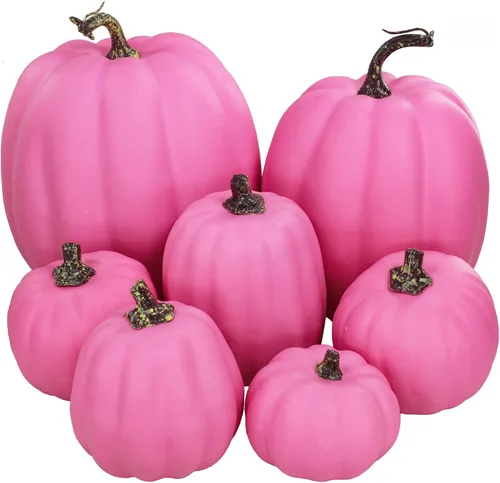 Miniatura 17 de 7 piezas de calabazas artificiales de otoño de tamaños variados, calabazas de cosecha, calabazas de espuma sintética para la temporada de otoño
