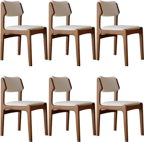 Miniatura 20 de YVYKFZD Wooden Dining Chairs Set, Leather Dining Room Chair with Back, Upholstered Kitchen Chairs, Armless Living Room Chair, for Bedroom Offices