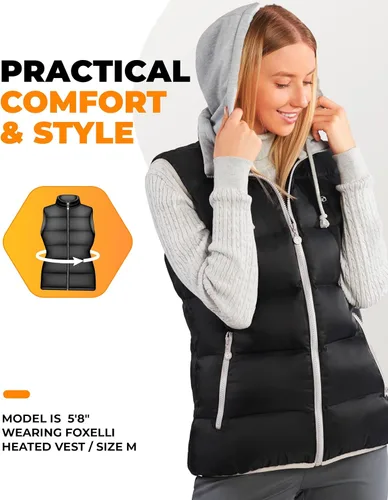 Miniatura 4 de Foxelli Chaleco térmico para mujer con batería incluida chaleco ligero recargable por USB para mujer