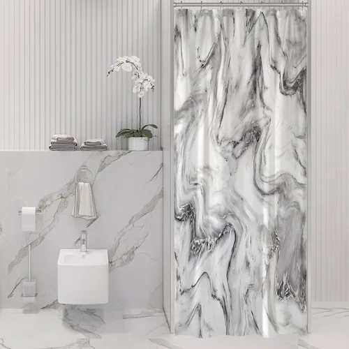 Miniatura 15 de Gibelle Cortina de ducha pequeña de 36 x 72 pulgadas, diseño de mármol medio abstracto estrecho para baño, juego de cortina de ducha moderna de tela