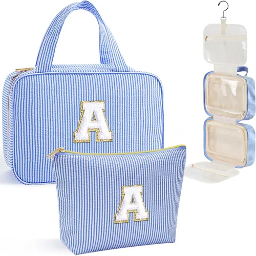YOOLIFE Regalos de cumpleaños para mujeres adolescentes, neceser colgante con inicial para mujeres, adolescentes y niñas, bolsa de aseo de viaje,