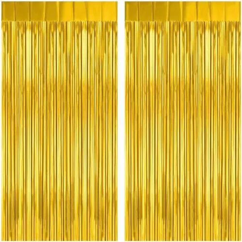 Miniatura 19 de Paquete de 2 cortinas de flecos de lámina de oropel negras de 3.2 pies x 8.2 pies, cortinas de oropel metálicas para telón de fondo de cabina