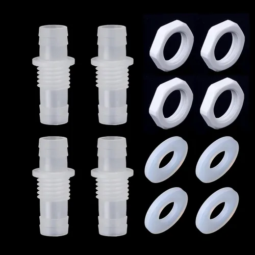 Feelers Púa de manguera de 1/2 pulgada a granel, accesorio de púas hexagonales, adaptador de plástico, empalmador de unión con junta para