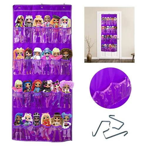 Miniatura 2 de Organizador de almacenamiento de juguetes para colgar sobre la puerta (24 bolsillos), compatible con muñecas sorpresa LOL OMG