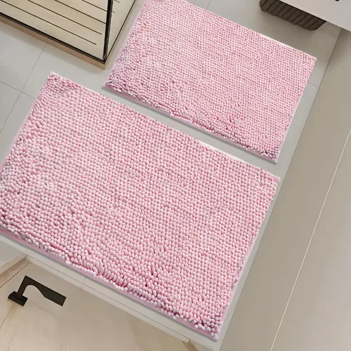 Miniatura 57 de Juego de alfombras de baño de 2 piezas, súper absorbente suave, gruesa, lavable en lavadora, alfombra de baño de chenilla antideslizante, alfombra