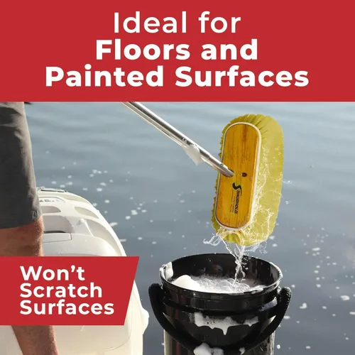 Miniatura 7 de Shurhold Classic 10” Stiff Bristle Deck Brush – Boat Cleaning Brush with Wood Block, Rubber Bumper & Polypropylene Bristles