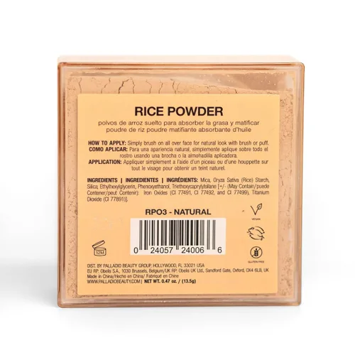 Miniatura 3 de Palladio, Polvo de arroz suelto que absorbe las hojas de aceite, aspecto y sensación suave, ayuda al maquillaje a durar más tiempo para un aspecto
