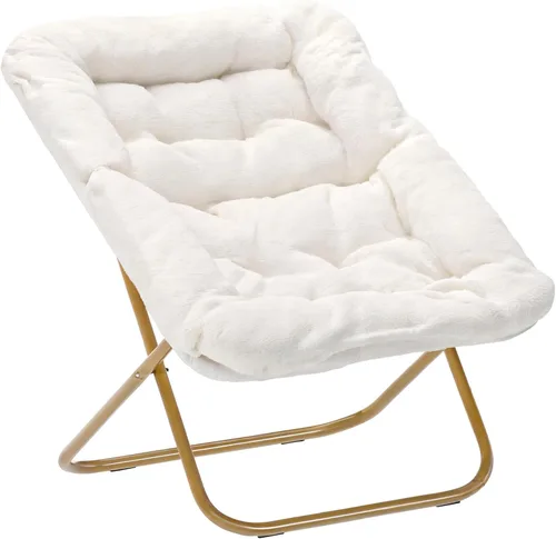 Miniatura 17 de Flash Furniture Archer - Silla Saucer con marco de acero plegable, silla portátil de gran tamaño, para dormitorio o dormitorio, 28 pulgadas, piel