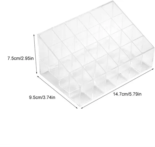 Miniatura 3 de Haofy 24 rejillas transparentes para lápiz labial, organizador de maquillaje y cosméticos, caja de almacenamiento de maquillaje, esmalte de uñas