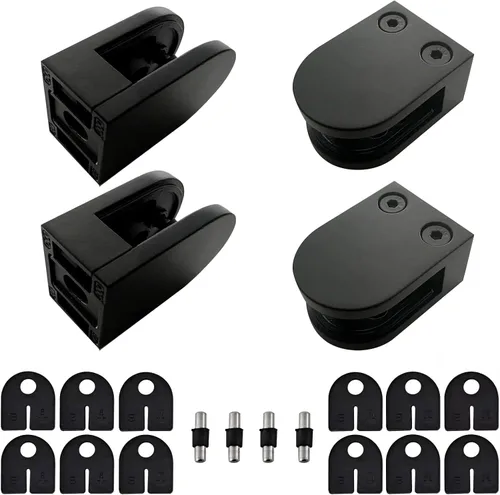 Miniatura 8 de Soporte de abrazadera de vidrio - 4 piezas de acero inoxidable 304, parte trasera plana redonda y pulida, para barandilla de vidrio templado