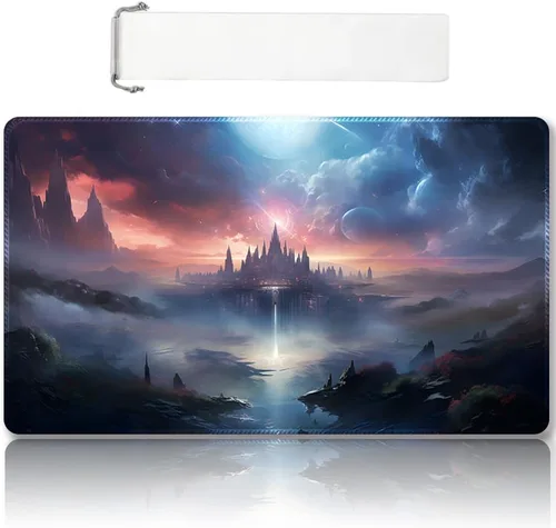 Miniatura 56 de Tapete de Juego MTG Premium Cosido con Zonas y Respaldo de Goma Antideslizante - Tapete de Juego TCG para MTG y Otros Juegos de Cartas - Diseño Dkt