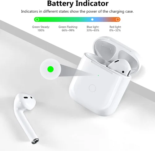 Miniatura 6 de Funda de carga inalámbrica compatible con AirPod 2 1, funda de cargador de Air Pod de repuesto con botón de sincronización de emparejamiento Blanco
