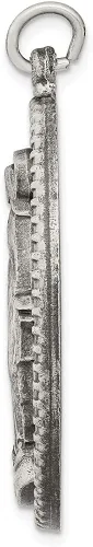 Miniatura 2 de Diamond2Deal Colgante de medalla milagrosa antigua de plata de ley 925, joyería fina para mujer (largo - 1.693in, ancho - 1.024in), Plata esterlina