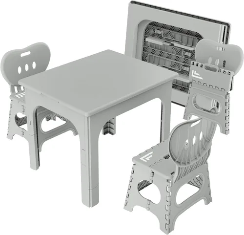 Miniatura 10 de UNICOO Juego de mesa y silla plegable, mesa de actividades portátil de altura ajustable con 2 sillas plegables, para interiores y exteriores