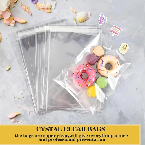 Miniatura 4 de 200 piezas de bolsas de celofán transparentes autoadhesivas de 5" x 7" (Ancho: 12.7 cm x Largo: 17.8 cm) de 2.8 mils, bolsas de polietileno