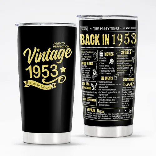 Miniatura 26 de Vasos de feliz cumpleaños 95 para hombres y mujeres, regalos de acero inoxidable en el año 1931, regalo de cumpleaños de 95 años para esposa