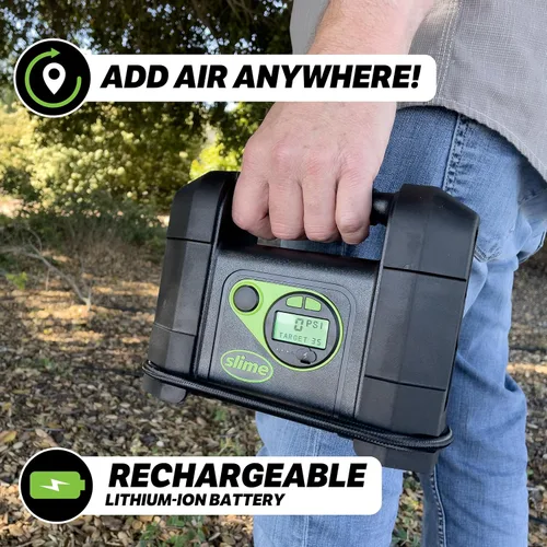 Miniatura 4 de Slime 40080 Inflador de neumáticos inalámbrico, bomba de compresor de aire portátil resistente con apagado automático, batería de iones de litio