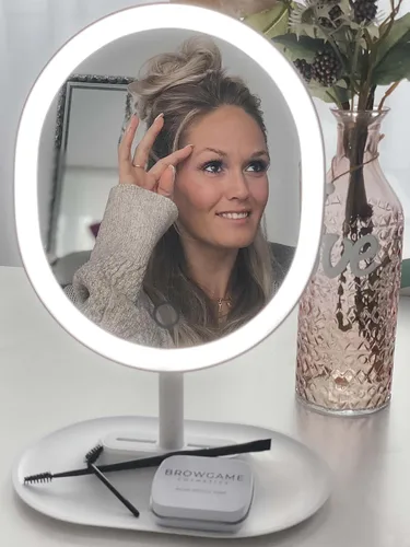 Miniatura 6 de Browgame Espejo de maquillaje iluminado original, espejo con sensor táctil LED; viene con 5 mini accesorios de imán de espejo, tu nuevo accesorio