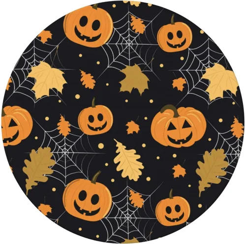 Miniatura 2 de Famame Mantel redondo ajustable con diseño de hojas de otoño y Halloween, con borde elástico, impermeable, con borde elástico, para interiores