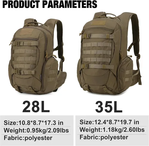 Miniatura 2 de Mardingtop - Mochilas tácticas Molle (40/50L) estilo militar para senderismo, camping, viajes, motocicleta, Caqui, 35 L, Mochilas Daypack