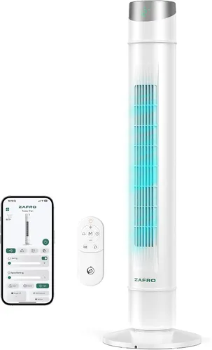 Miniatura 59 de ZAFRO Ventilador de torre inteligente para dormitorio, ventilador de torre oscilante de 120°, 28 pies/s de alta velocidad, 12 velocidades, 4 modos