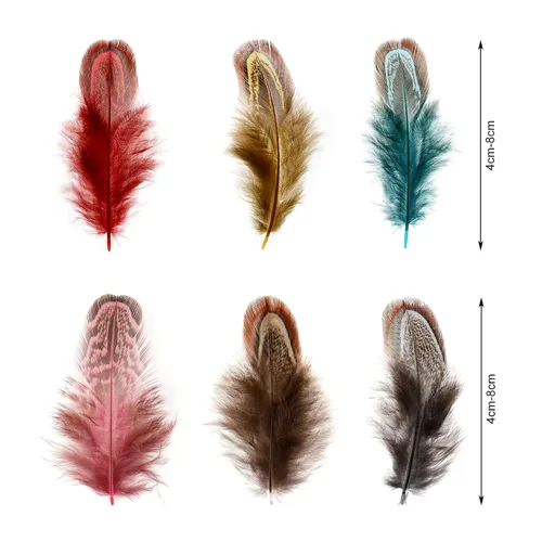 Miniatura 3 de MWOOT 120 plumas de colores artísticos para manualidades, 6 colores, mini plumas de faisán de 4 a 3.1 in para aretes de bricolaje, joyería