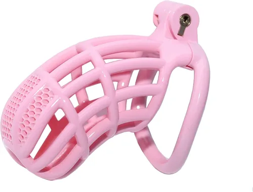 Jaula de castidad masculina Cobra con 5 anillos de resina y cerradura para hombres, transpirable (Grande)