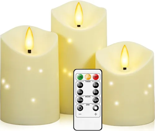 Miniatura 16 de kakoya Velas LED grandes sin llama de 11" x 4" pulgadas para exteriores, impermeables, con control remoto y temporizador, velas de pilar acrílicas