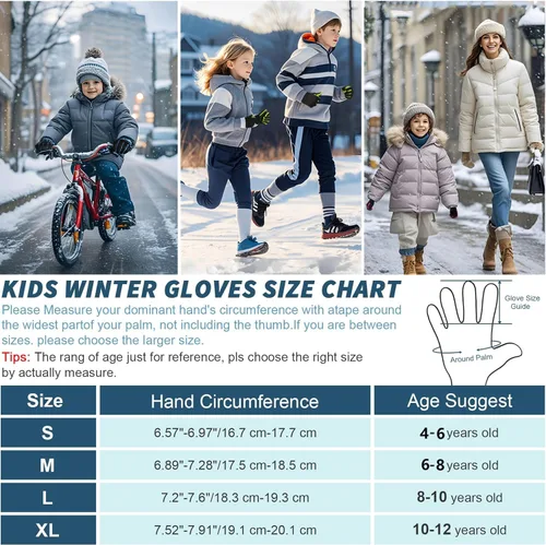 Miniatura 5 de Sukeen Guantes de invierno para niños, antideslizantes para pantalla táctil, guantes de ciclismo para niños y niñas, guantes ligeros para correr