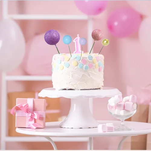 Miniatura 6 de ASTARON 50 piezas de palitos para topper de pastel con bolas mini, globos para decoración de pastel, suministros de espuma, bolas para decoración