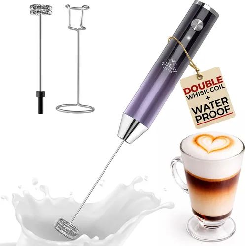 Miniatura 114 de Zulay Kitchen Espumador de leche de mano con pilas Duracell AA – Mezclador eléctrico ultrarrápido y creador de espuma, mezclador de bebidas fácil