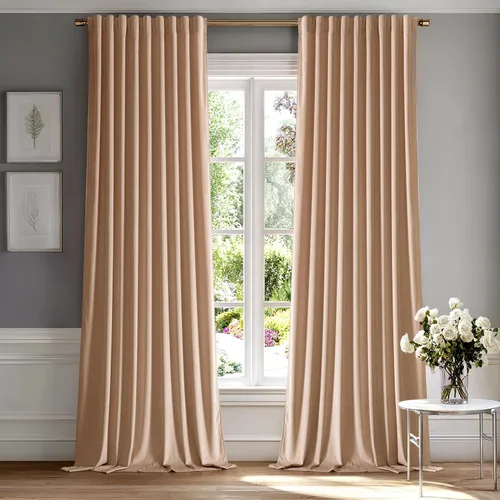 Miniatura 23 de MIULEE Cortinas de terciopelo de 84 pulgadas de largo, juego de 2 paneles para dormitorio, con pestaña trasera plisada, de lujo, aislamiento